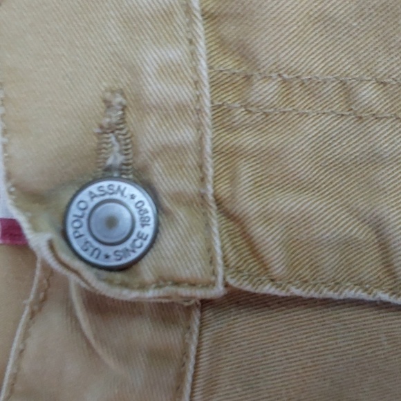 U.S Polo Assn Mens Khaki Cargo Shorts Button fly Velcro Pockets Preppy Sz.31 - Picture 5 of 15
